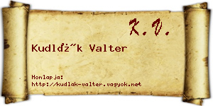Kudlák Valter névjegykártya